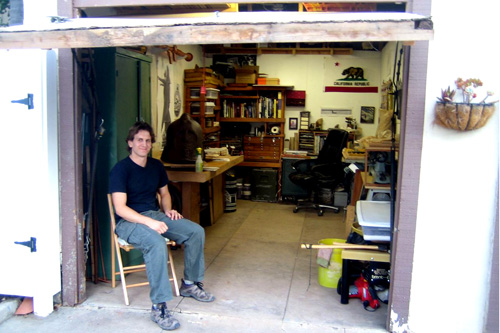 
                    Jackel outside his one-car studio.
                                            (Ben Adair)
                                        